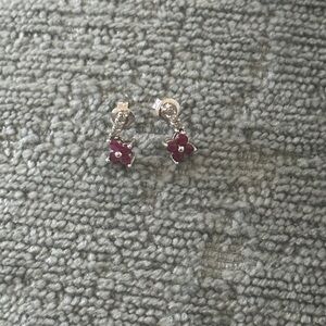 JTV 18K Over Sterling Silver Ruby and Diamond Accent Earrings